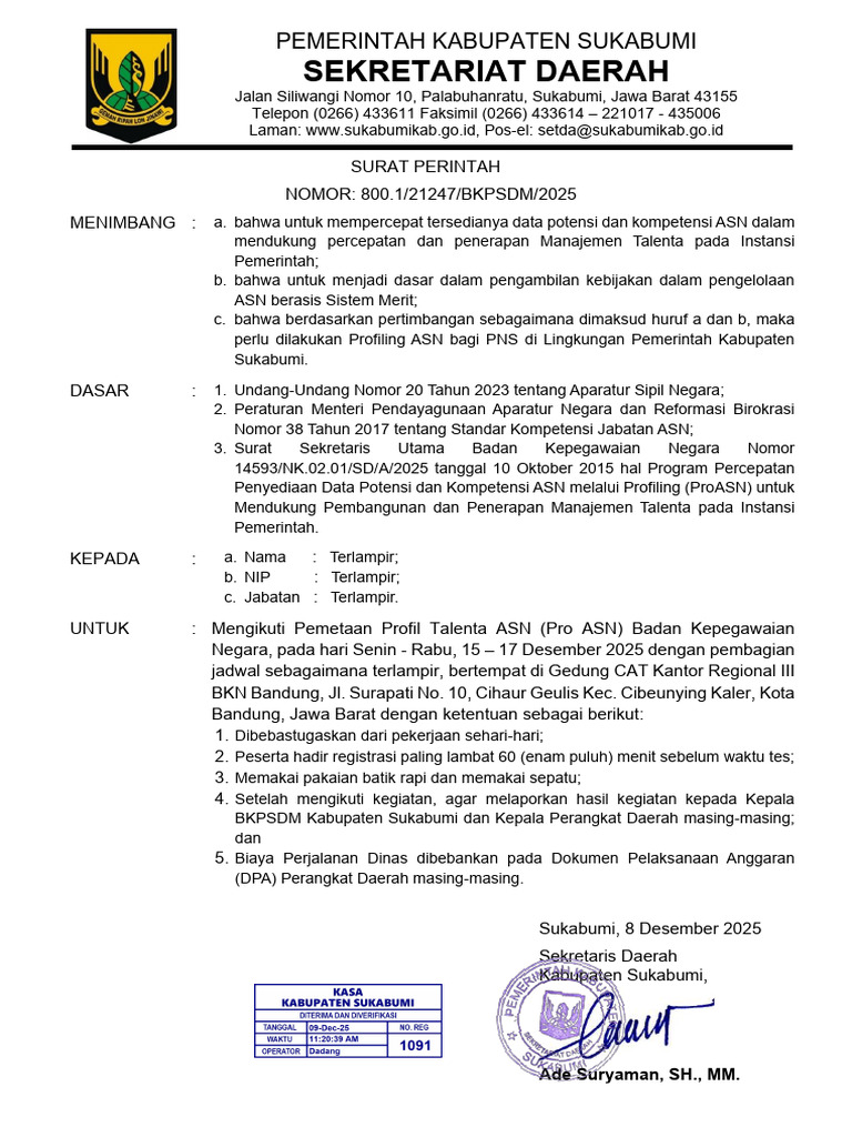 Profiling ASN Kabupaten Sukabumi 2025 | PDF