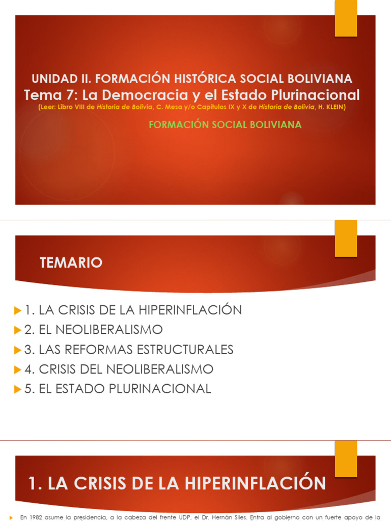 8 DEMOCRACIA de Bolivia en Diferentes Presidencias y Años | PDF ...
