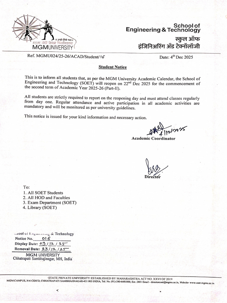 College Reopen Notice | PDF