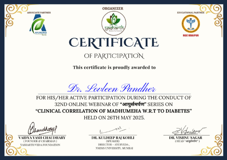 Dr. Lovleen Pandher Certificate | PDF