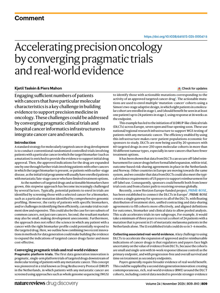 Accelerating Precision Oncology Trials | PDF | Personalized Medicine ...