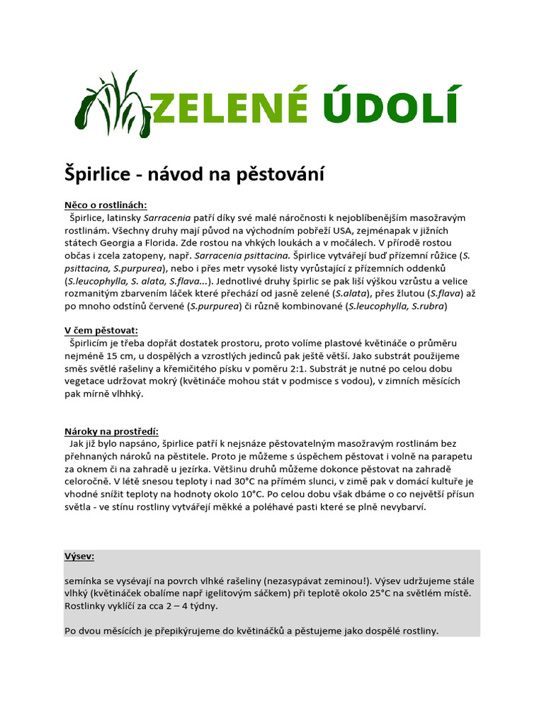 Spirlice - Navod Na Pestovani | PDF