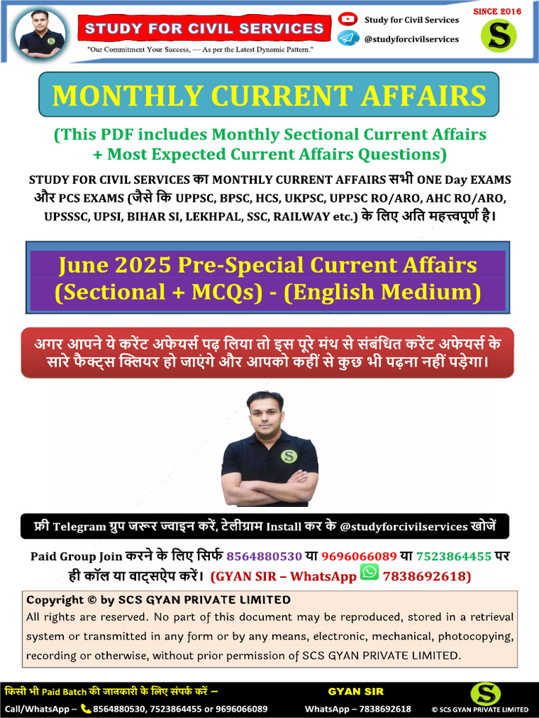 English June 2025 Monthly Current Affairs by SCSGYAN | PDF