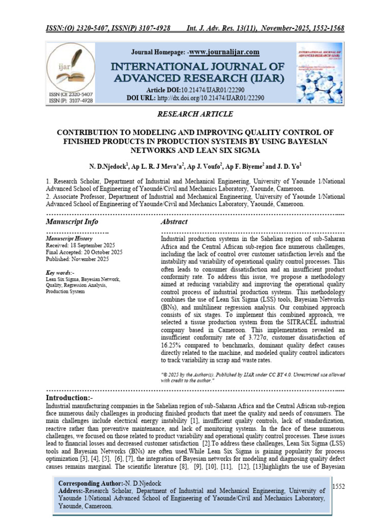 Enhancing Quality Control with LSS and BNs | PDF | Six Sigma | Bayesian ...