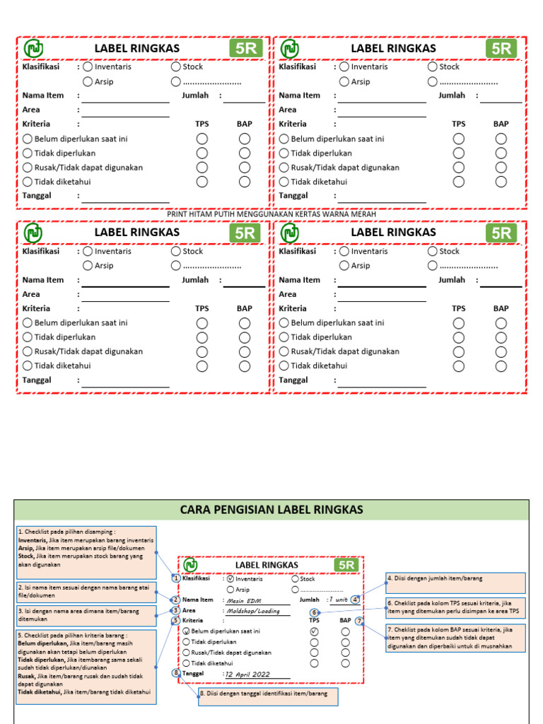 Panduan Pengisian Label Inventaris | PDF