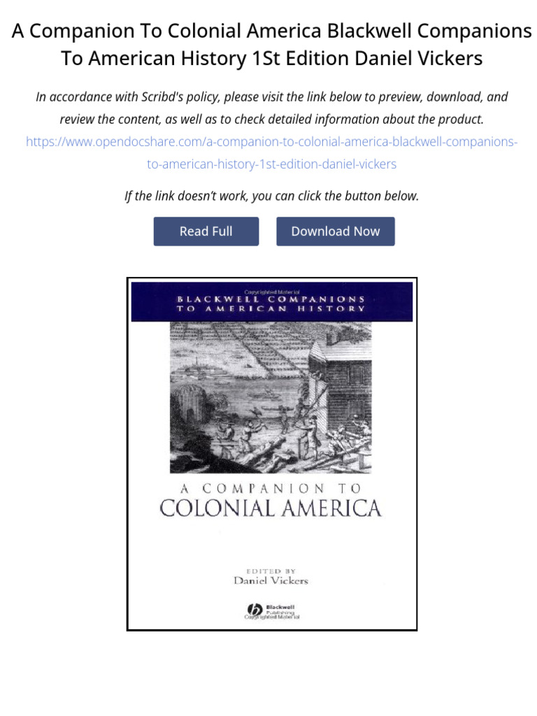 A Companion to Colonial America Blackwell Companions to American ...