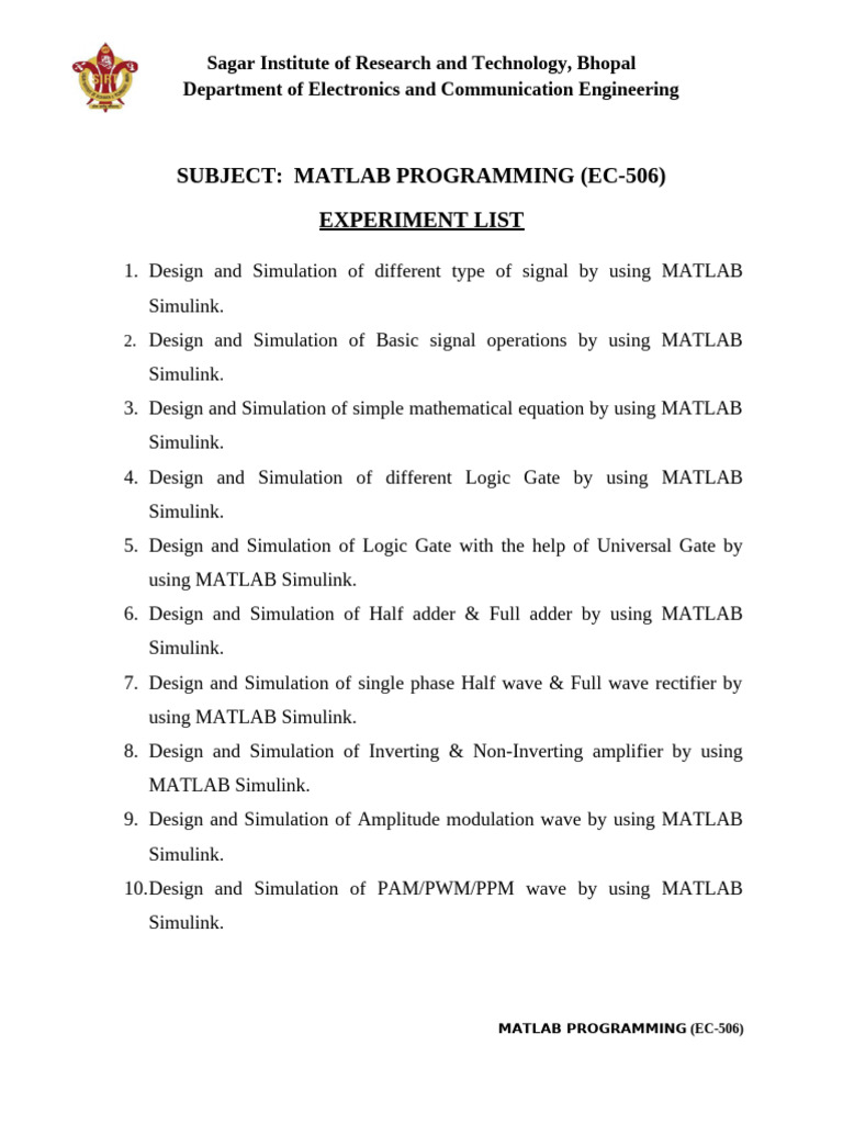 MATLAB Signal Design & Simulation Guide | PDF | Operational Amplifier ...