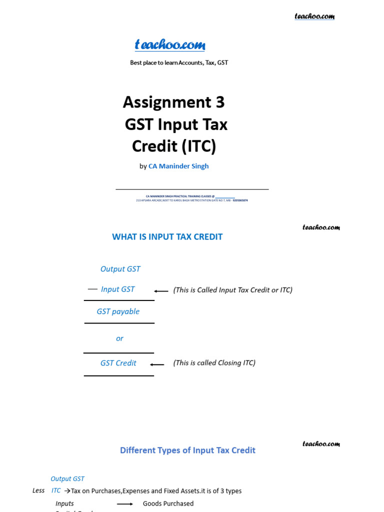 teachoo-gst-itc-assignment-theory | PDF | Value Added Tax | Taxes