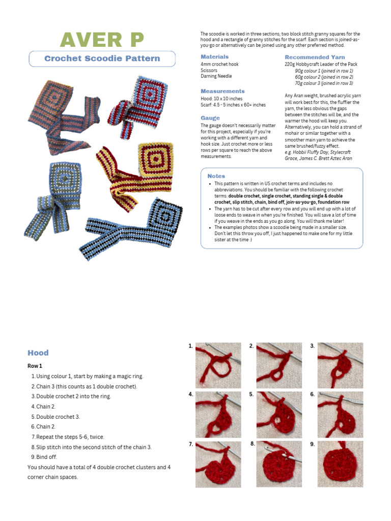 Crochet Scoodie Pattern Guide | PDF | Crochet | Yarn