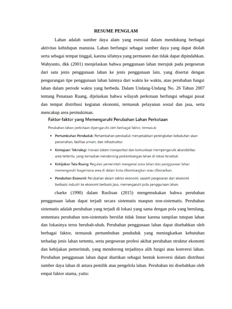 Perubahan Penggunaan Lahan dan Teorinya | PDF