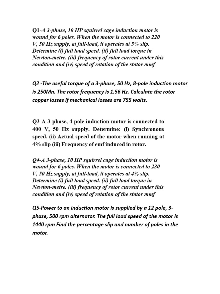 Induction Motor Calculations and Analysis | PDF | Electric Motor ...