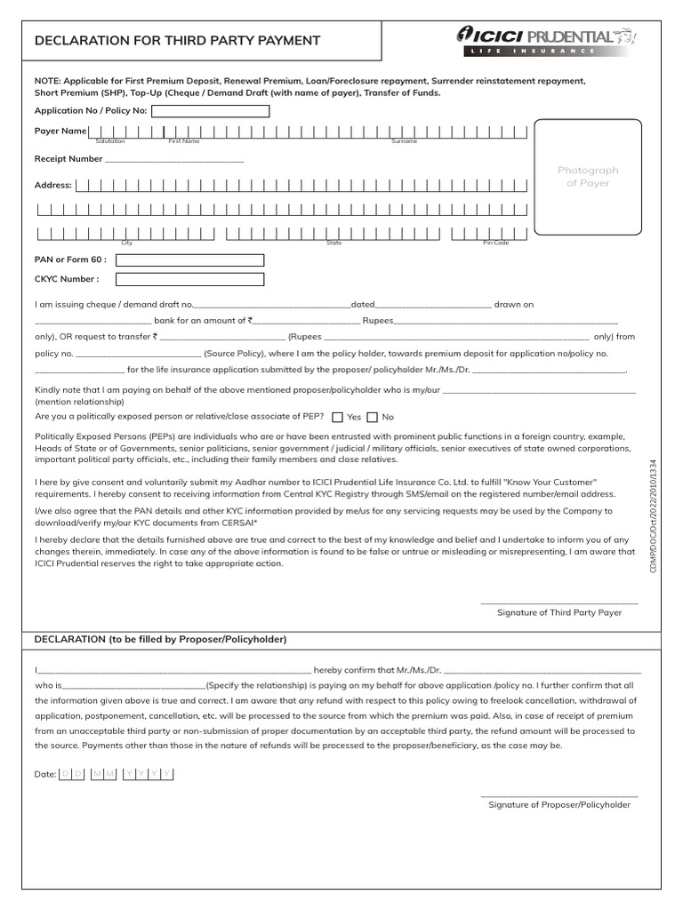 Third Party Declaration Format | PDF | Insurance | Life Insurance