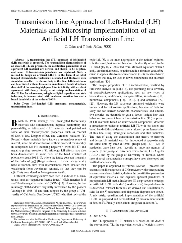 Left-Handed Transmission Line Design | PDF | Electronic Filter ...