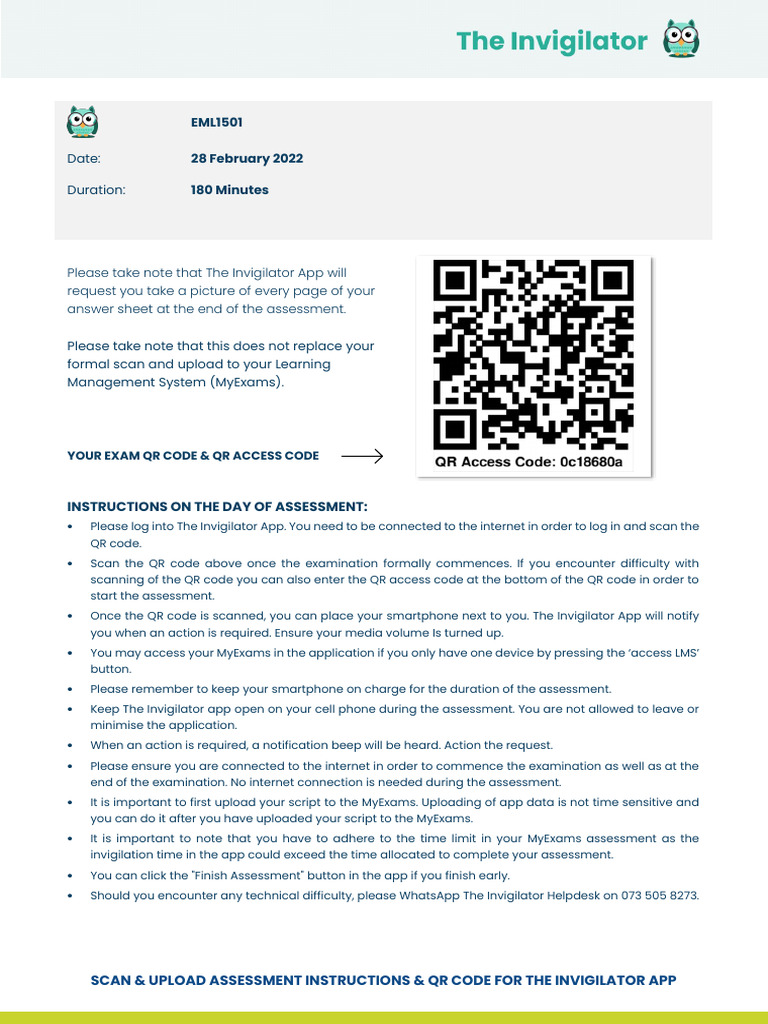 Invigilator App Assessment Instructions | PDF