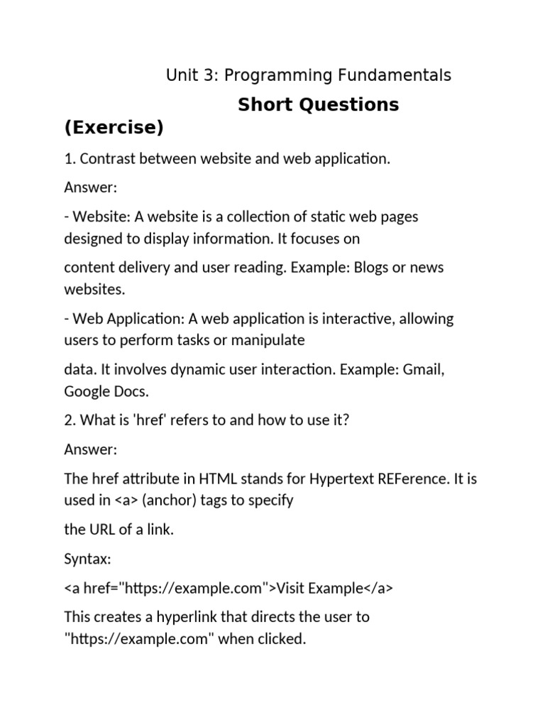 Programming Fundamentals: HTML & CSS Guide | PDF | Document Object ...