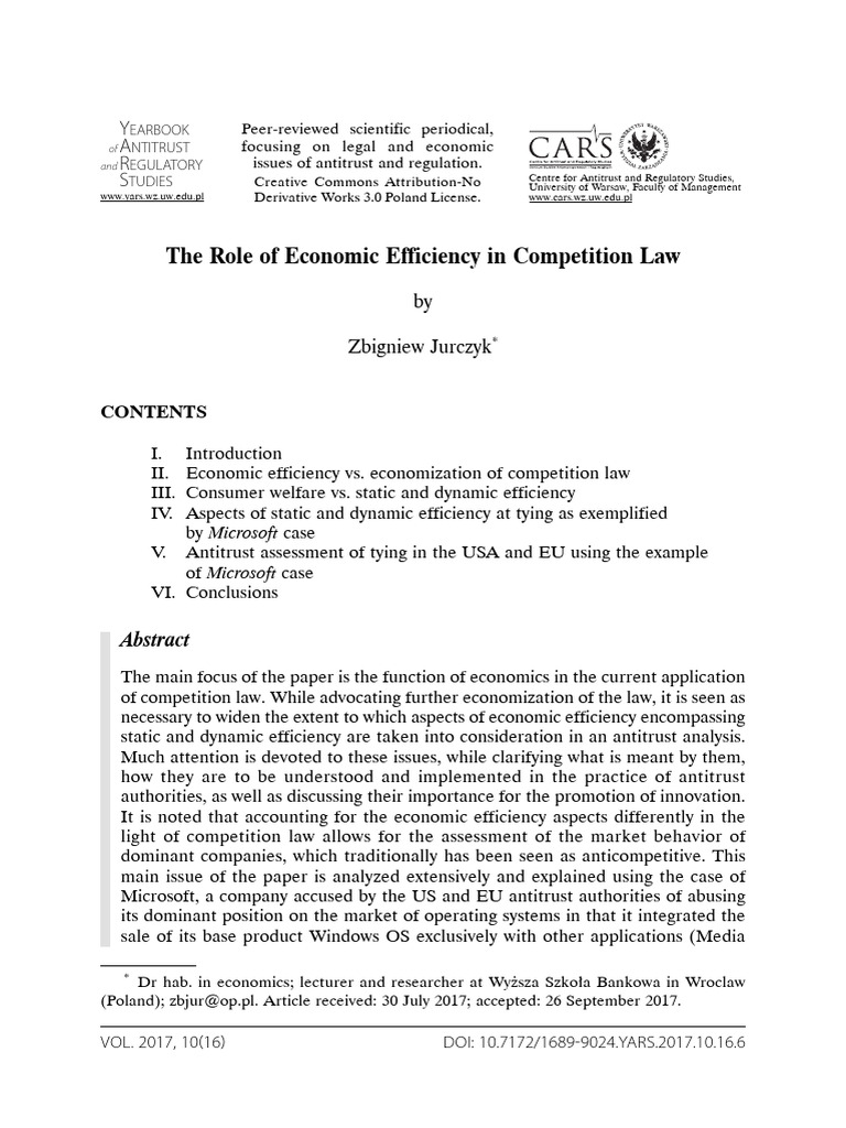 Economic Efficiency in Competition Law | PDF | Competition Law ...