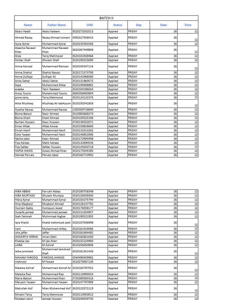 Applicant List for December 26 | PDF