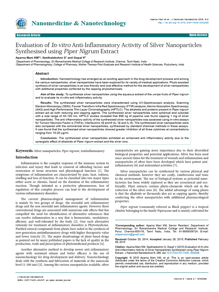 Evaluation of In-Vitro Anti-Inflammatory Activity | PDF | Inflammation ...