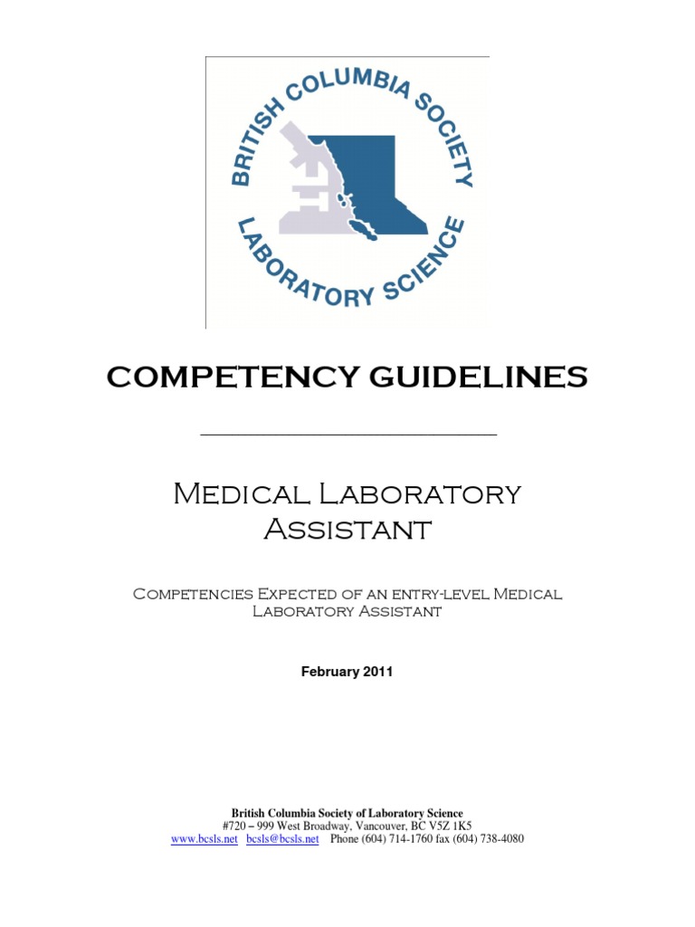Competency Guidelines: Medical Laboratory Assistant | PDF ...