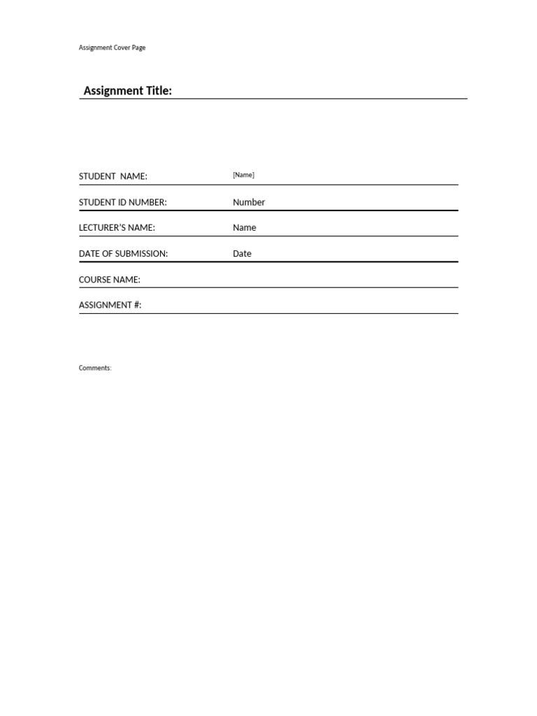 Assignment Cover Page Template | PDF
