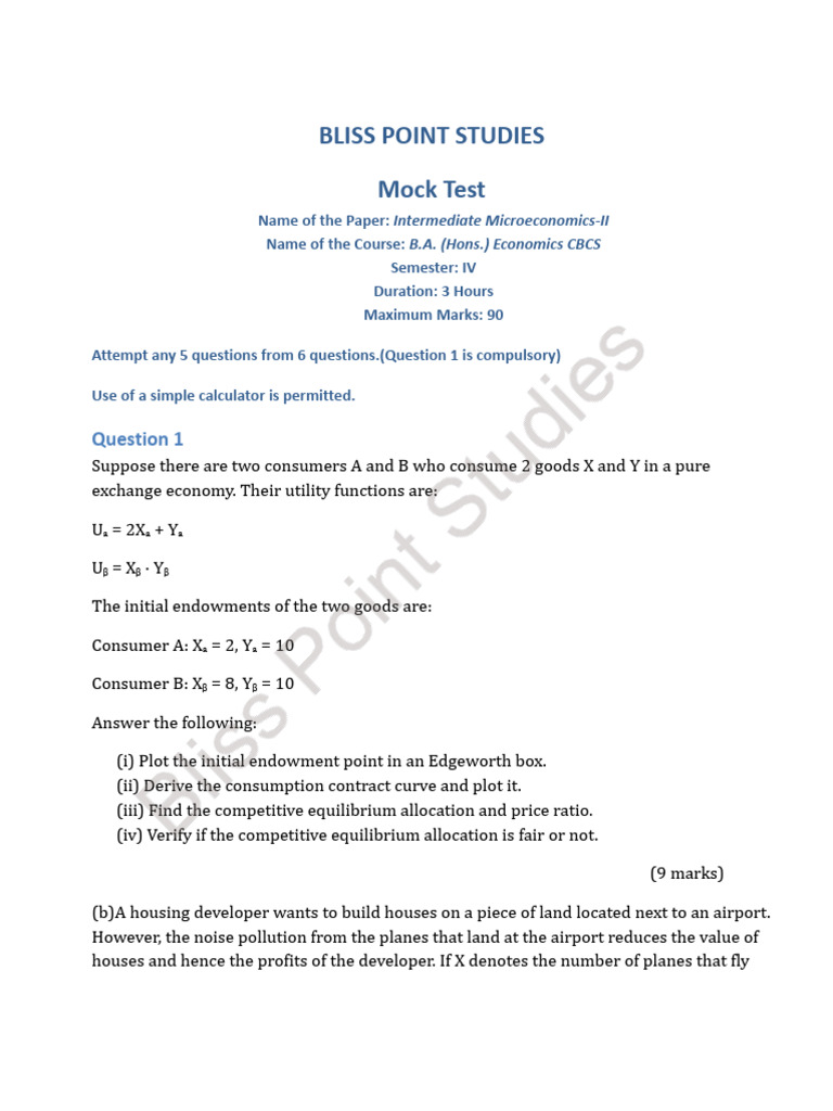 Micro Mock Test | PDF | Market (Economics) | Business Economics