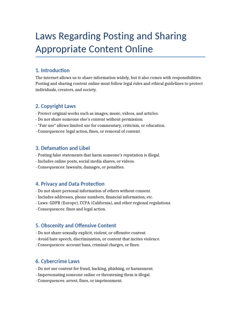 Online Content Sharing Laws Guide | PDF
