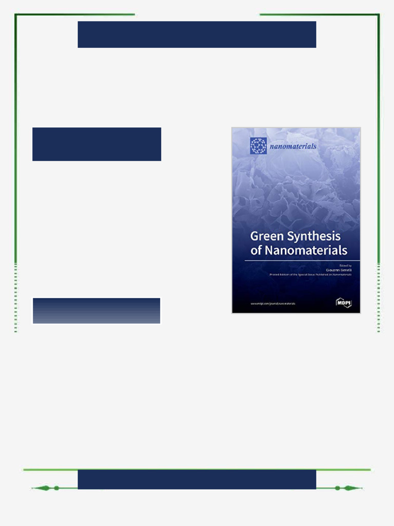 Green Synthesis of Nanomaterials Giovanni Benelli Editor eBook pre ...