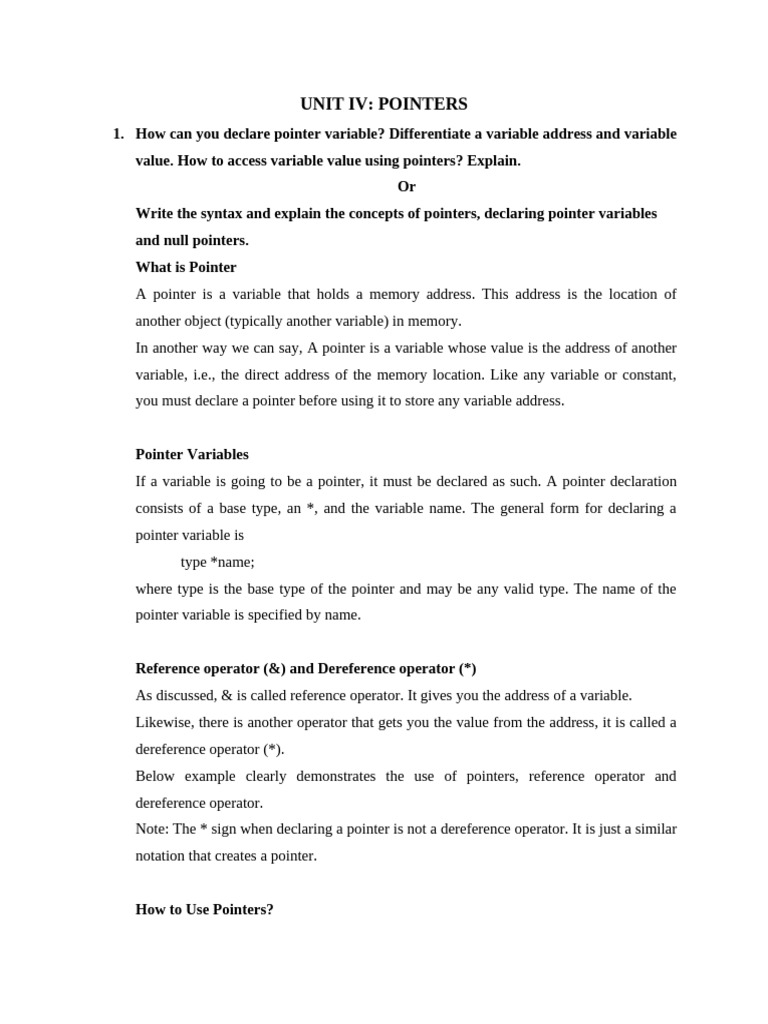 Understanding Pointers in C Programming | PDF | Pointer (Computer ...