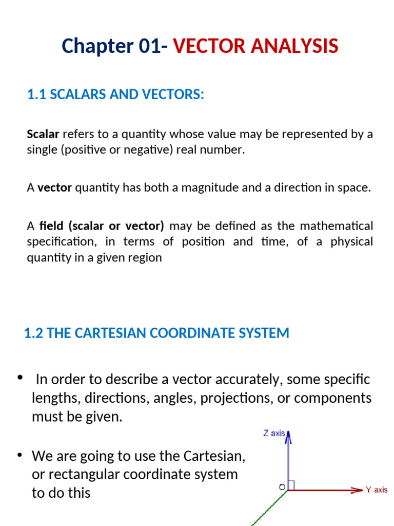 1- Vector Analysis | PDF | Euclidean Vector | Cartesian Coordinate System