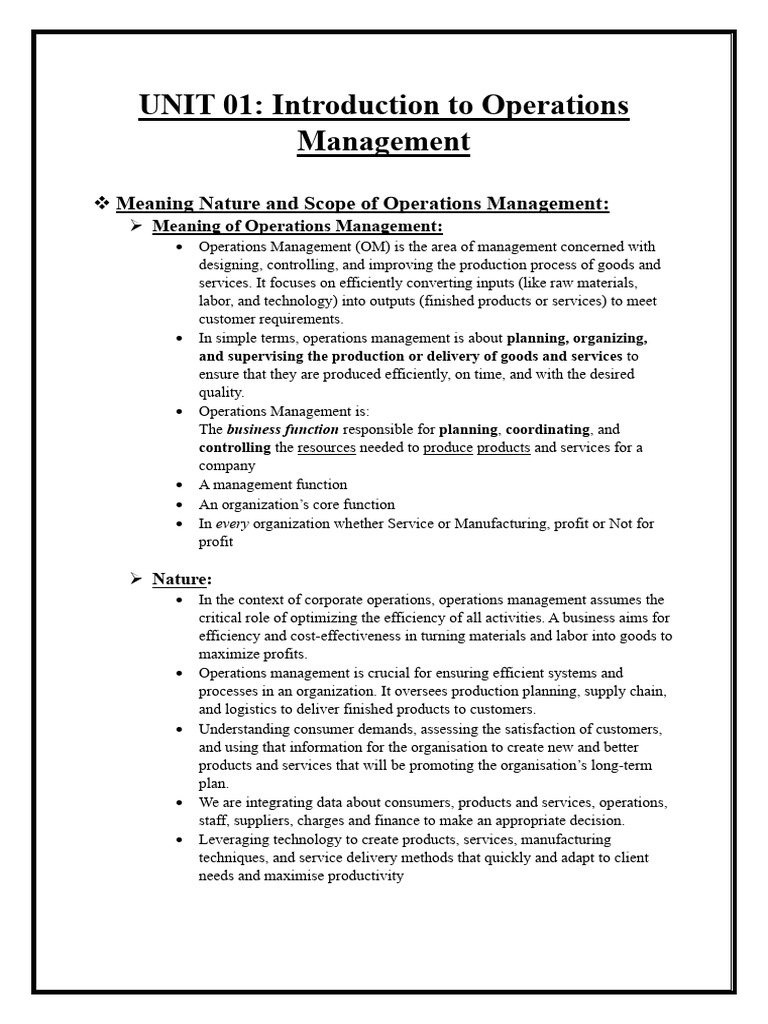 Introduction to Operations Management | PDF | Supply Chain | Strategic ...