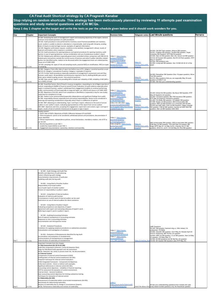 CA Final Audit Strategy Guide | PDF