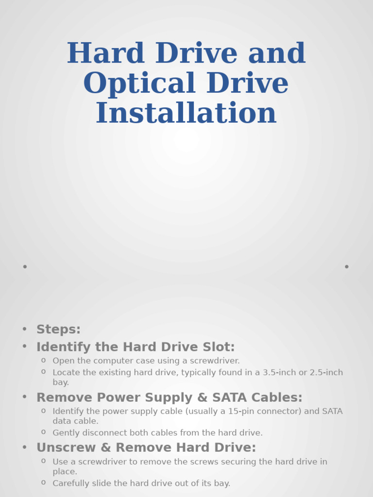 Hard Drive & Optical Drive Installation Guide | PDF