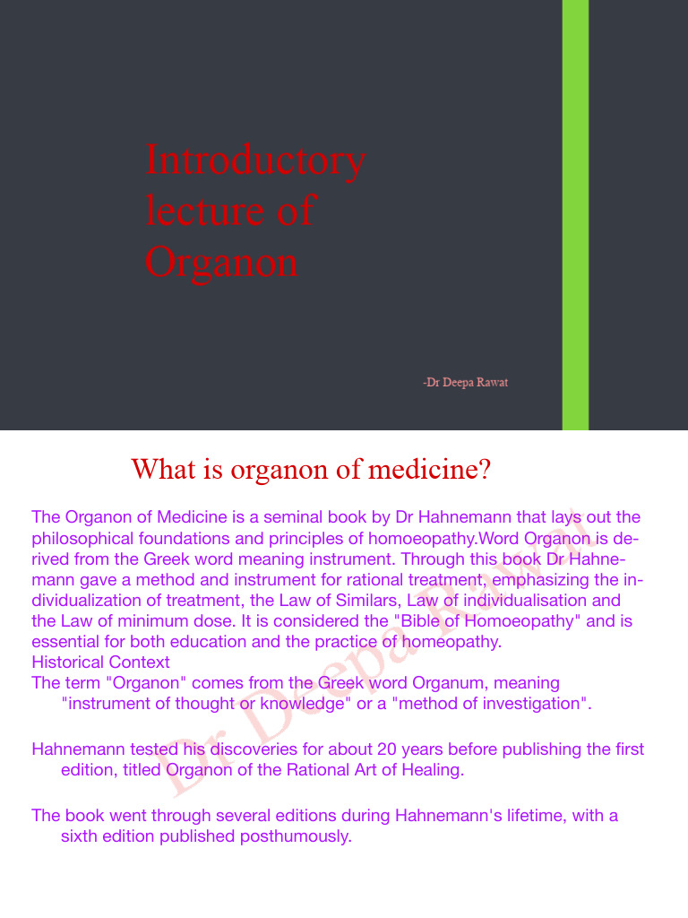 Overview of Organon of Medicine | PDF