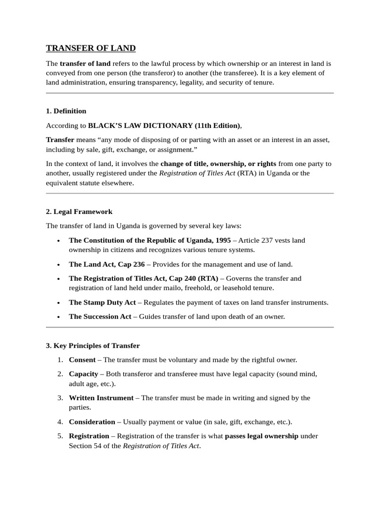 Understanding Land Transfer Processes | PDF | Natural Resources Law ...
