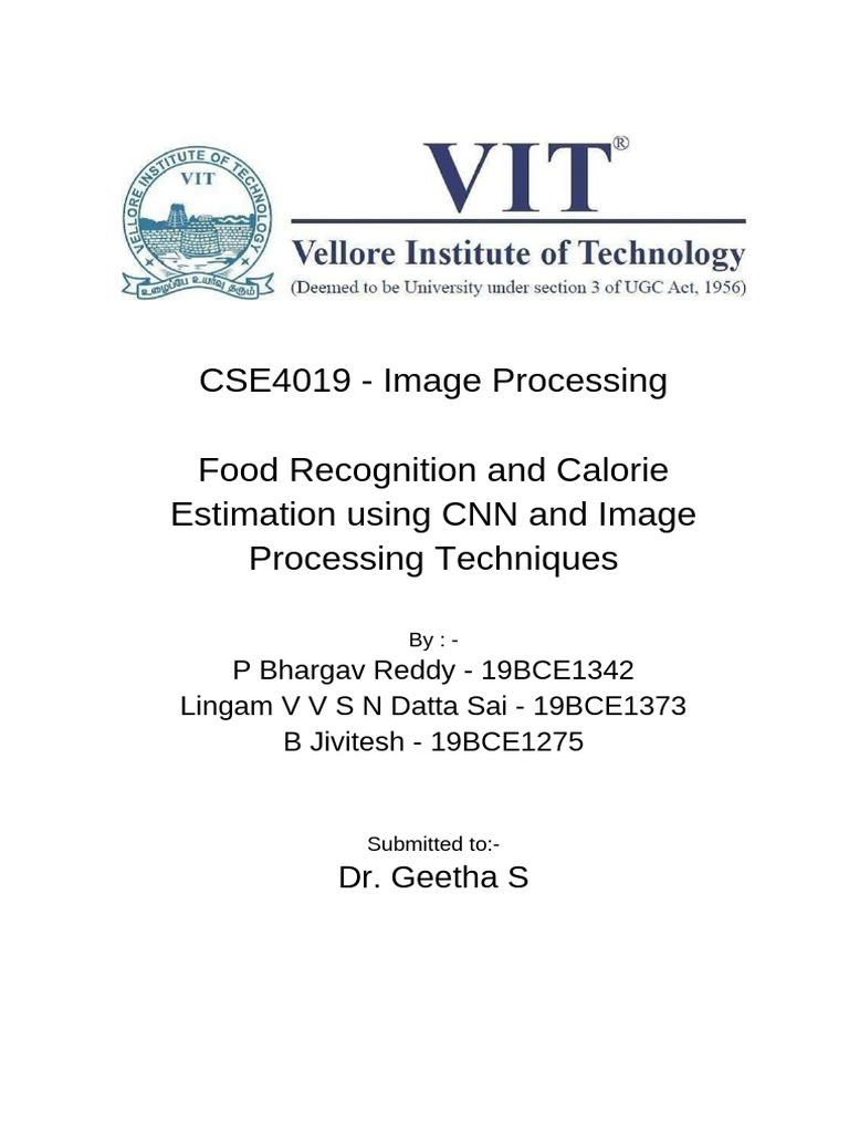 Food Image Recognition & Calorie Estimation | PDF | Image Segmentation ...