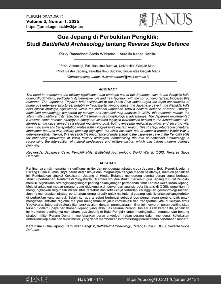 Gua Jepang Di Perbukitan Pengklik: Studi Battlefield Archaeology ...