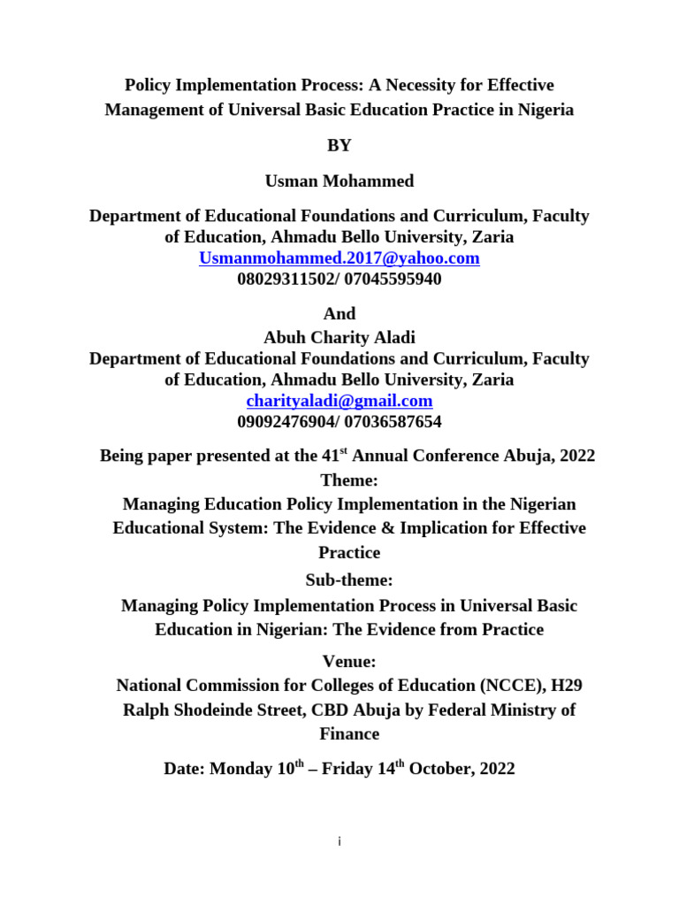 Policy Implementation Process: A Necessity For Effective Management of ...