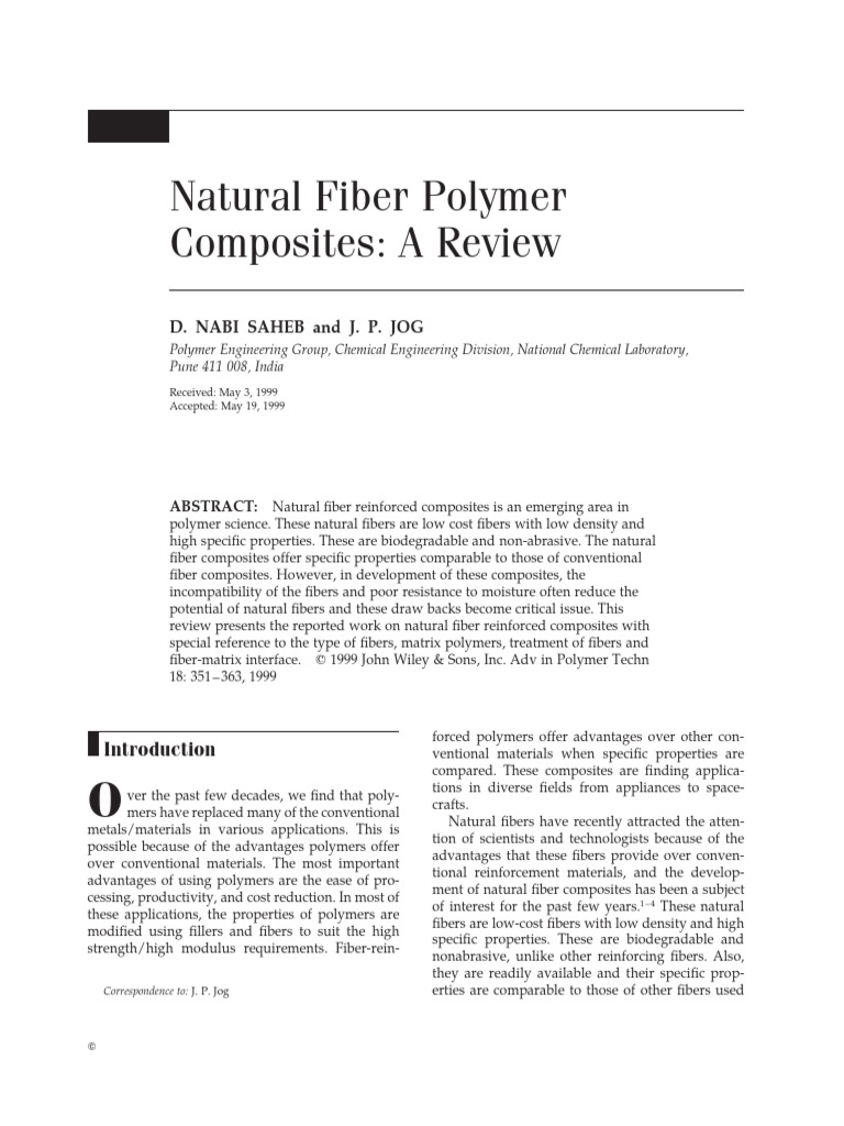 Natural Fiber Polymer Composites Review | PDF | Composite Material | Fibers