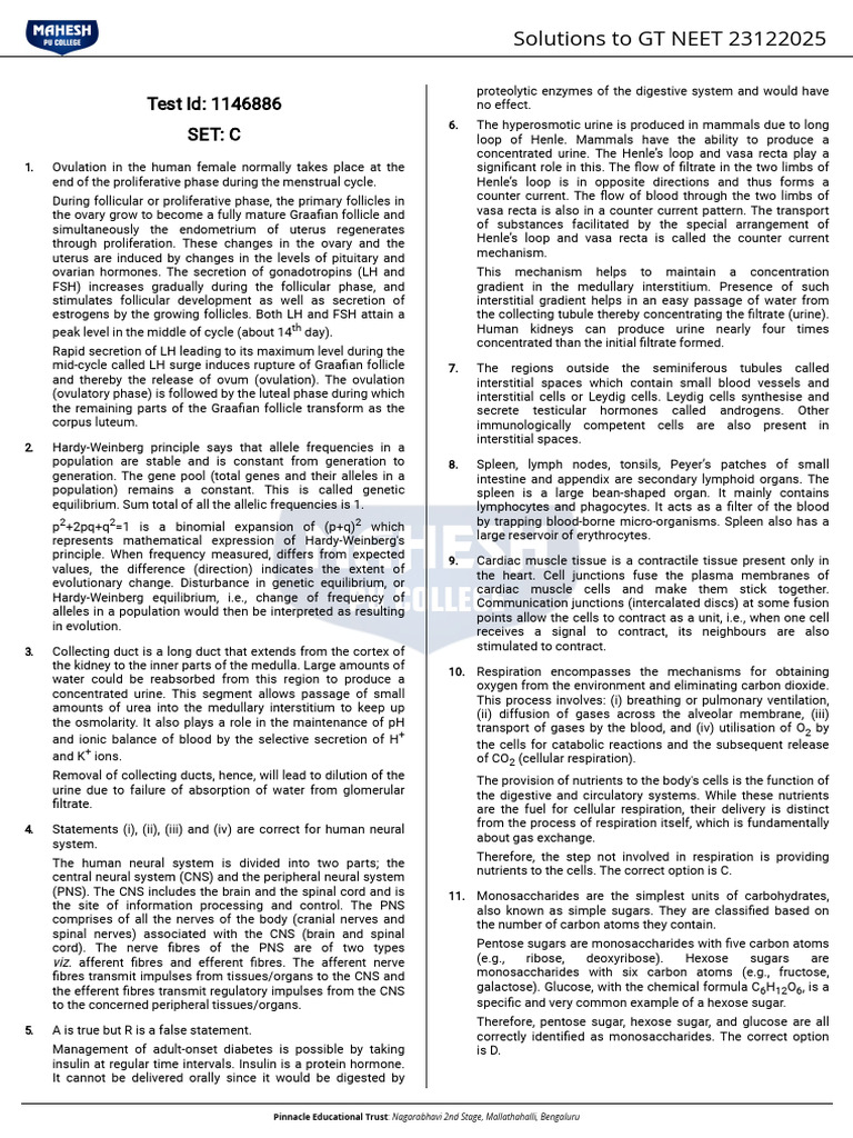 GT - NEET - 23122025 C Solution 1766465138 | PDF | Cofactor ...