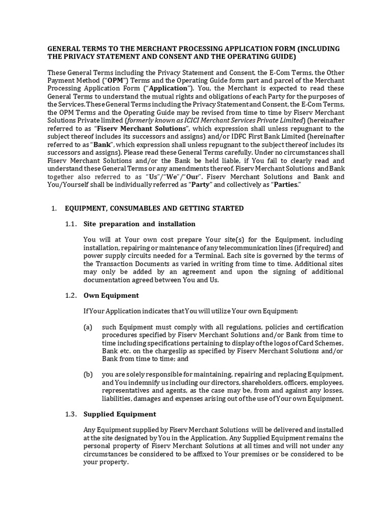 Merchant Processing Application Terms | PDF | Payment Card Industry ...