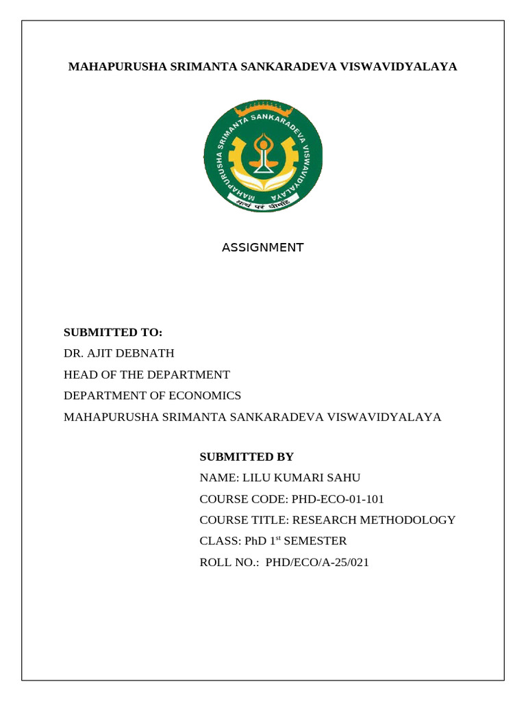 PhD Research Methodology Assignment | PDF