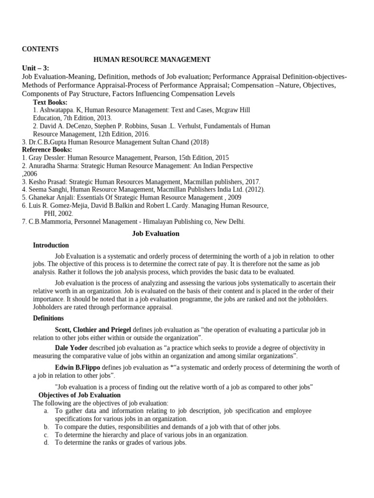Job Evaluation and Performance Appraisal Guide | PDF | Performance ...