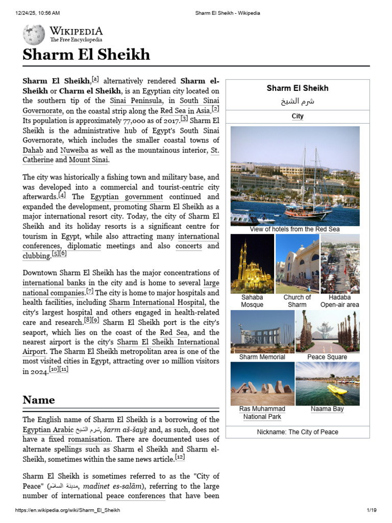 Sharm El Sheikh - Wikipedia | PDF