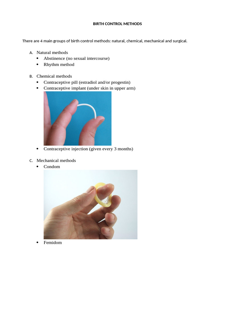 Overview of Birth Control Methods | PDF