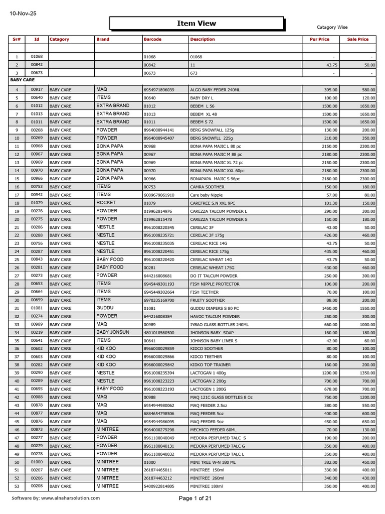 Baby Care Products Price List | PDF | Cosmetics | Hygiene