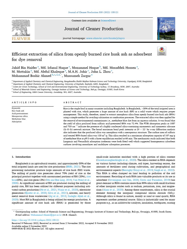 Silica Extraction from Rice Husk Ash | PDF | Adsorption | Silicon Dioxide