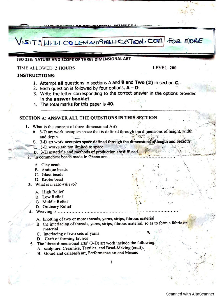 Nature and Scope of Three Dimensional Art April 2021 1 | PDF