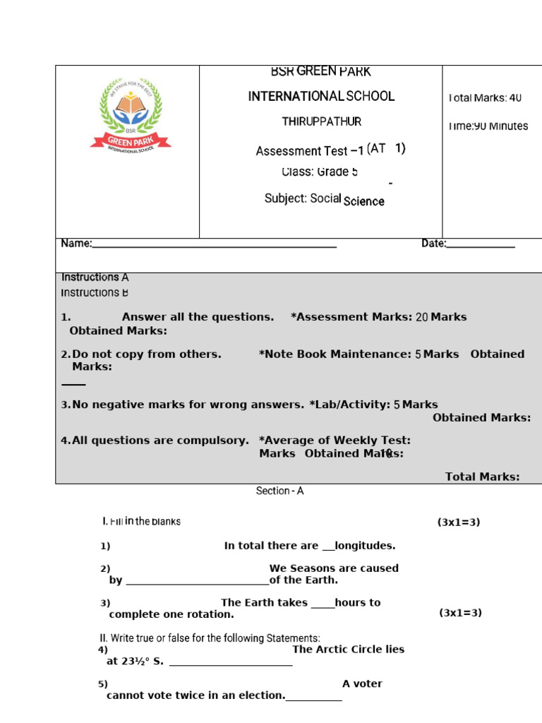 Grade 5 S.S (1) | PDF