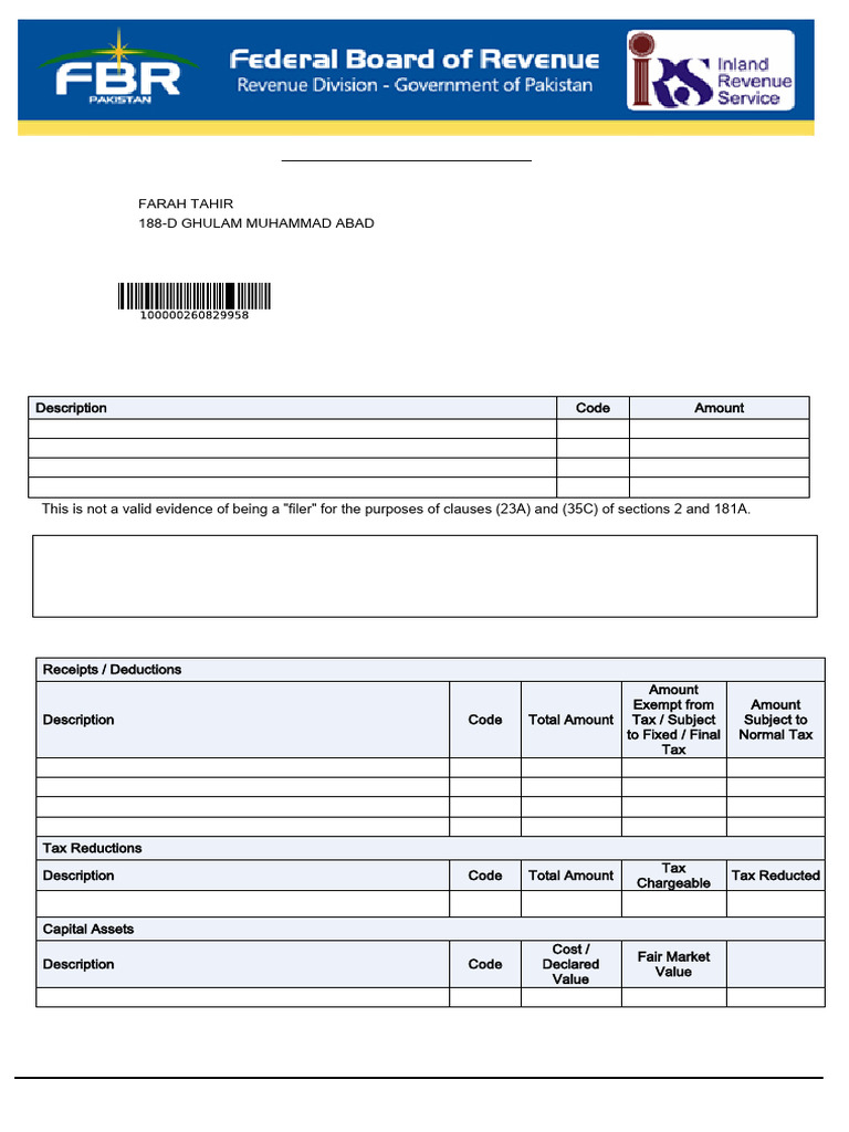 Individual Tax Assessment Summary 2025 | PDF