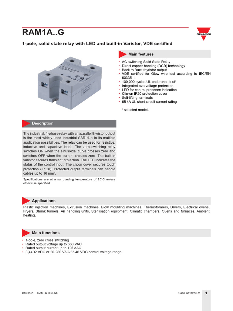 RAM1A_G | PDF | Relay | Alternating Current